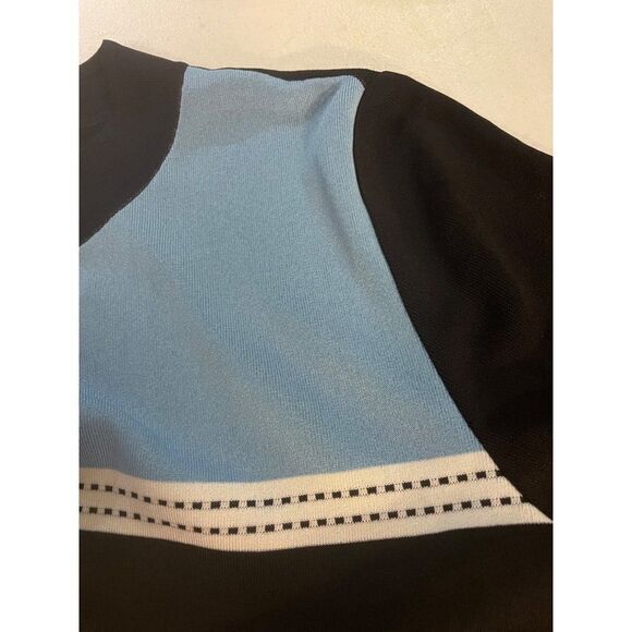 Exclusively Misook Black Blue trim Acrylic Open Cardigan XL - Picture 5 of 5